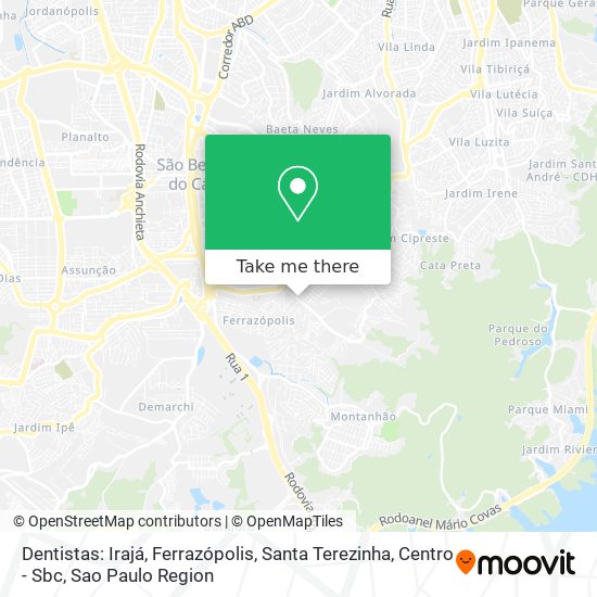 Dentistas: Irajá, Ferrazópolis, Santa Terezinha, Centro - Sbc map