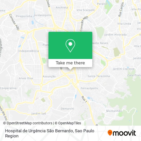 Mapa Hospital de Urgência São Bernardo