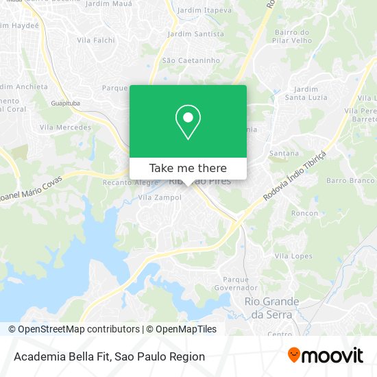 How to get to Academia Bella Fit in Ribeirão Pires by Bus or Train?