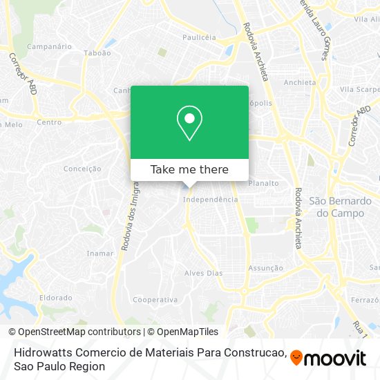 Hidrowatts Comercio de Materiais Para Construcao map