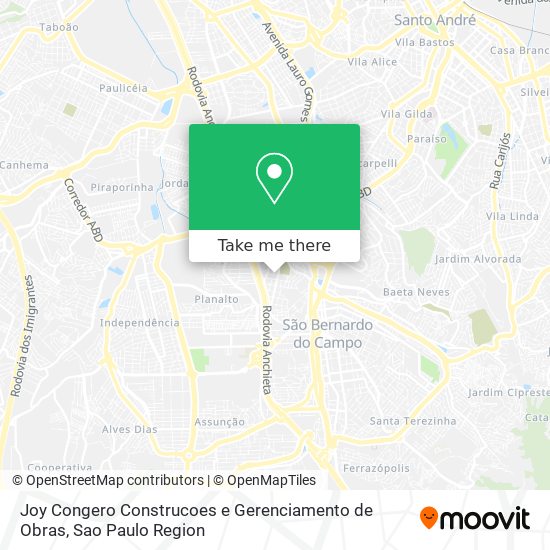 Mapa Joy Congero Construcoes e Gerenciamento de Obras