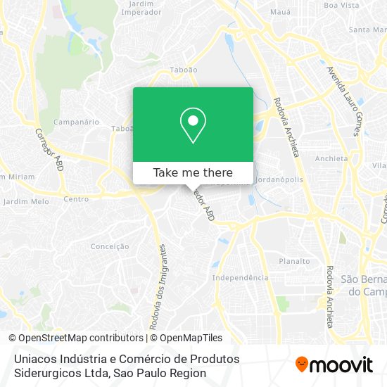 Uniacos Indústria e Comércio de Produtos Siderurgicos Ltda map