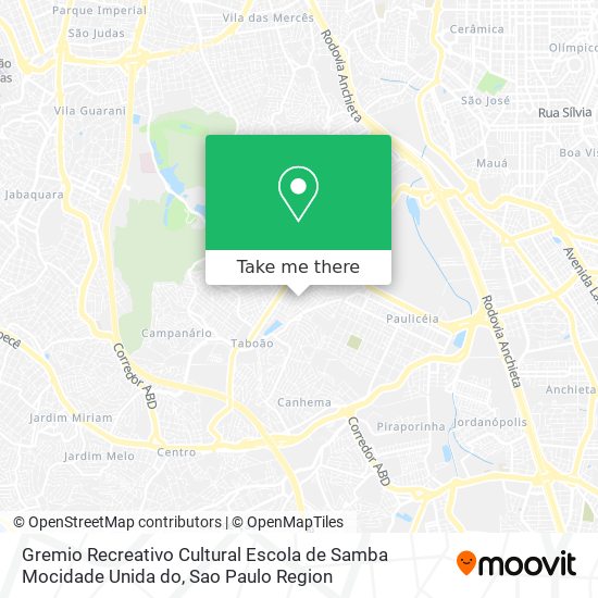 Mapa Gremio Recreativo Cultural Escola de Samba Mocidade Unida do