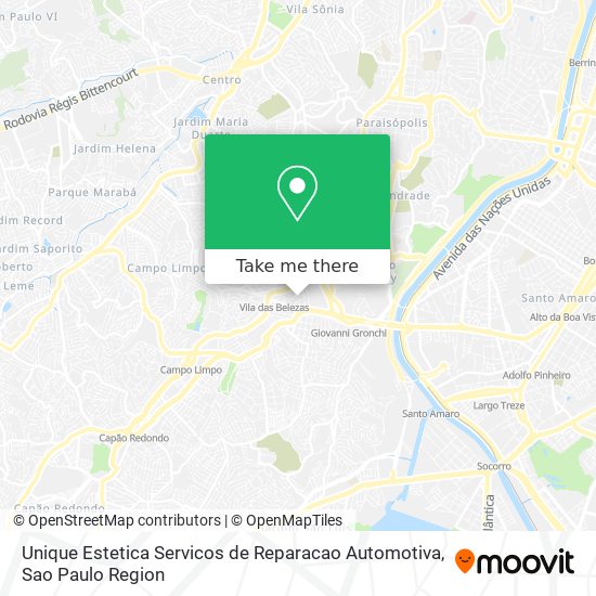 Unique Estetica Servicos de Reparacao Automotiva map