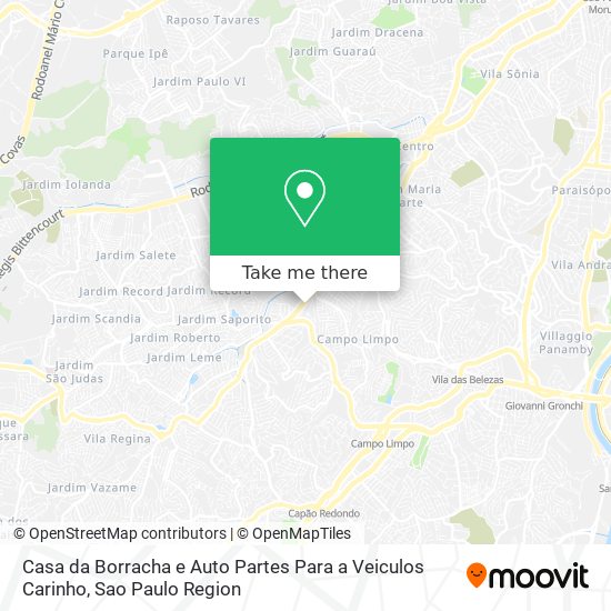 Mapa Casa da Borracha e Auto Partes Para a Veiculos Carinho