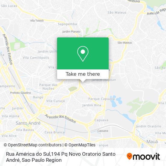Mapa Rua América do Sul,194 Pq Novo Oratorio Santo André
