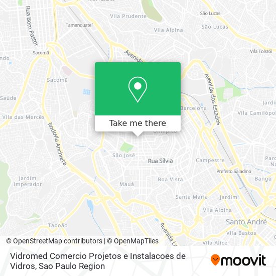 Mapa Vidromed Comercio Projetos e Instalacoes de Vidros