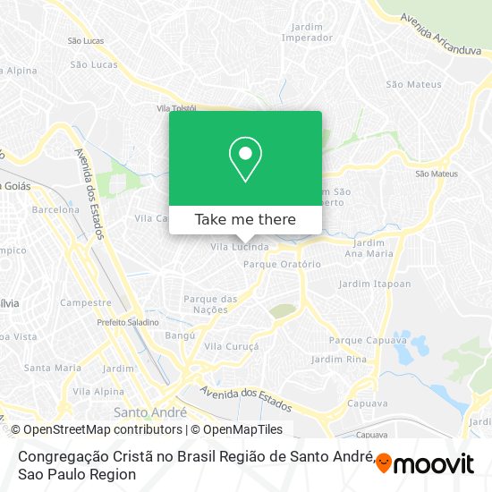 Mapa Congregação Cristã no Brasil Região de Santo André