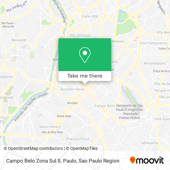 Campo Belo Zona Sul S. Paulo map