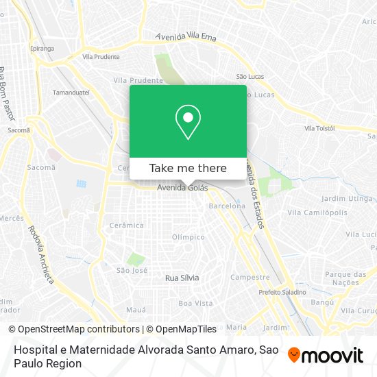 Mapa Hospital e Maternidade Alvorada Santo Amaro