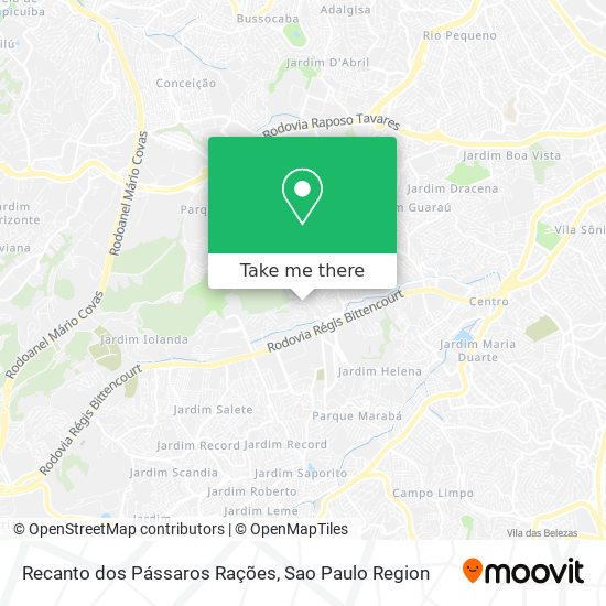 Recanto dos Pássaros Rações map