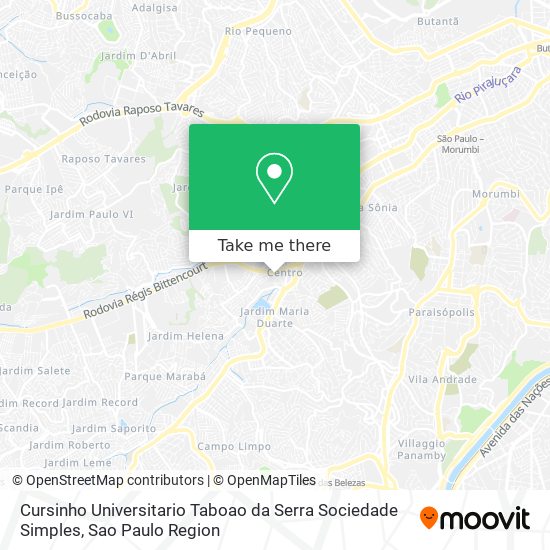 Mapa Cursinho Universitario Taboao da Serra Sociedade Simples