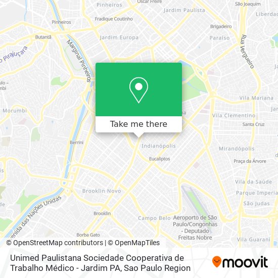 Unimed Paulistana Sociedade Cooperativa de Trabalho Médico - Jardim PA map