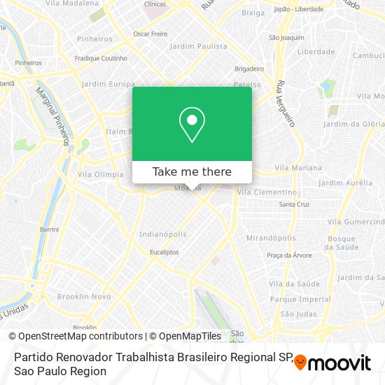 Mapa Partido Renovador Trabalhista Brasileiro Regional SP