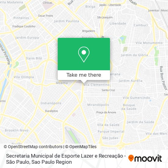 Mapa Secretaria Municipal de Esporte Lazer e Recreação - São Paulo