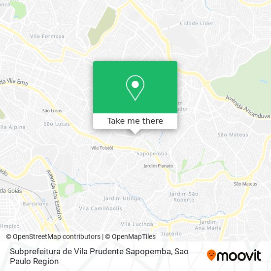 Mapa Subprefeitura de Vila Prudente Sapopemba