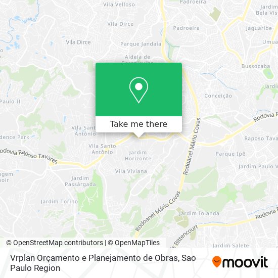 Mapa Vrplan Orçamento e Planejamento de Obras