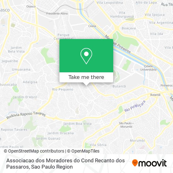 Associacao dos Moradores do Cond Recanto dos Passaros map