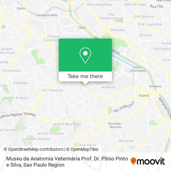Mapa Museu de Anatomia Veterinária Prof. Dr. Plínio Pinto e Silva