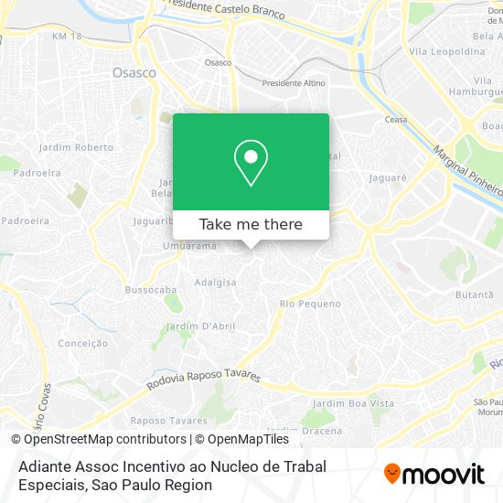 Adiante Assoc Incentivo ao Nucleo de Trabal Especiais map