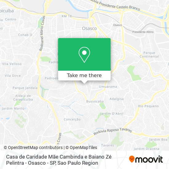 Mapa Casa de Caridade Mãe Cambinda e Baiano Zé Pelintra - Osasco - SP