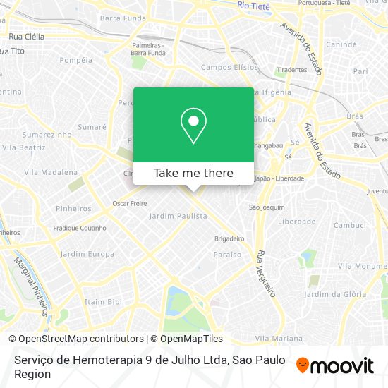 Serviço de Hemoterapia 9 de Julho Ltda map