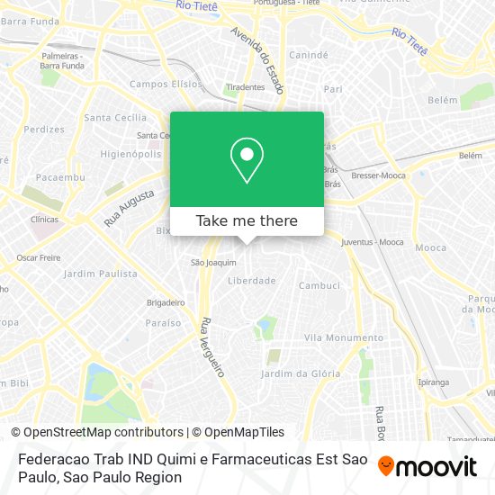 Federacao Trab IND Quimi e Farmaceuticas Est Sao Paulo map