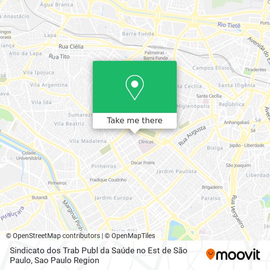 Mapa Sindicato dos Trab Publ da Saúde no Est de São Paulo