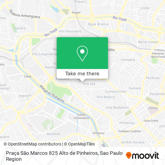 Mapa Praça São Marcos 825 Alto de Pinheiros