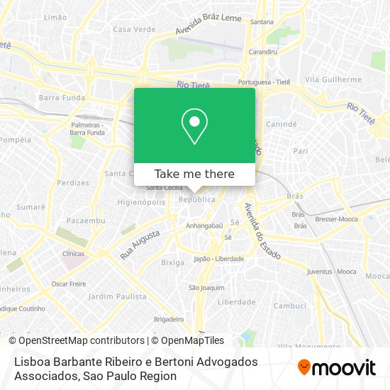 Mapa Lisboa Barbante Ribeiro e Bertoni Advogados Associados