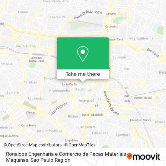 Mapa Ronalcos Engenharia e Comercio de Pecas Materiais Maquinas