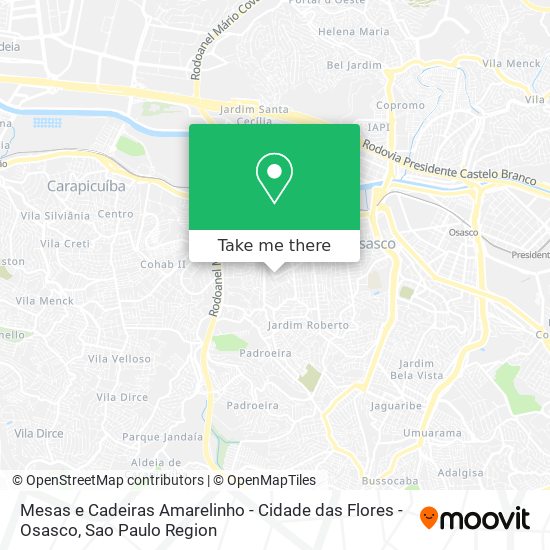 Mesas e Cadeiras Amarelinho - Cidade das Flores - Osasco map