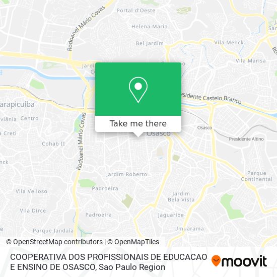 COOPERATIVA DOS PROFISSIONAIS DE EDUCACAO E ENSINO DE OSASCO map