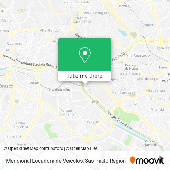 Mapa Meridional Locadora de Veiculos