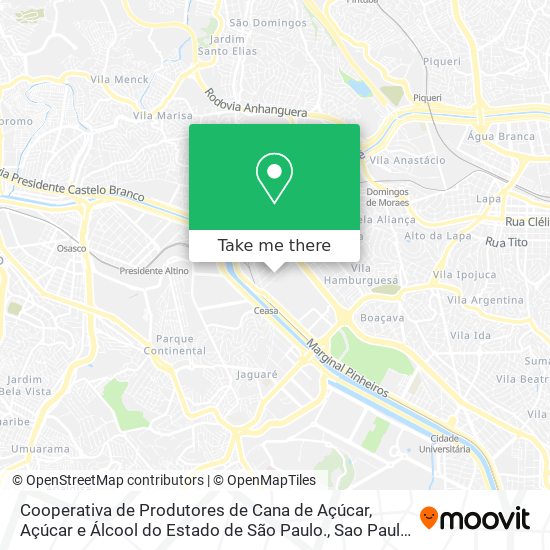 Cooperativa de Produtores de Cana de Açúcar, Açúcar e Álcool do Estado de São Paulo. map