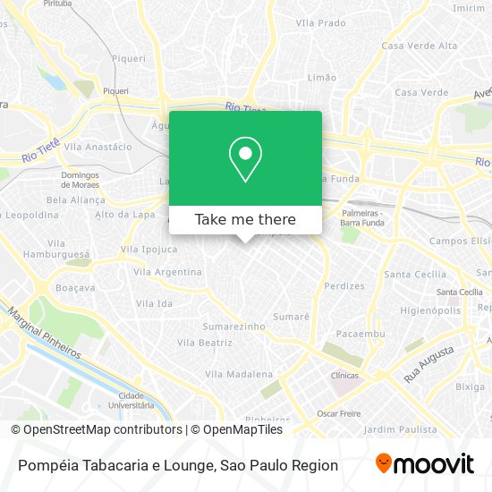 Mapa Pompéia Tabacaria e Lounge