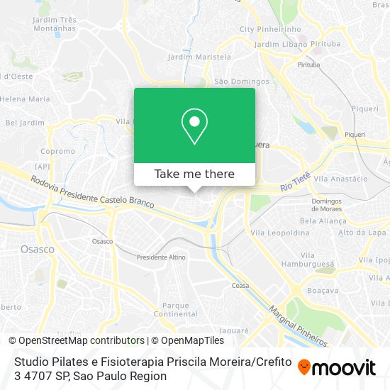 Mapa Studio Pilates e Fisioterapia Priscila Moreira / Crefito 3 4707 SP