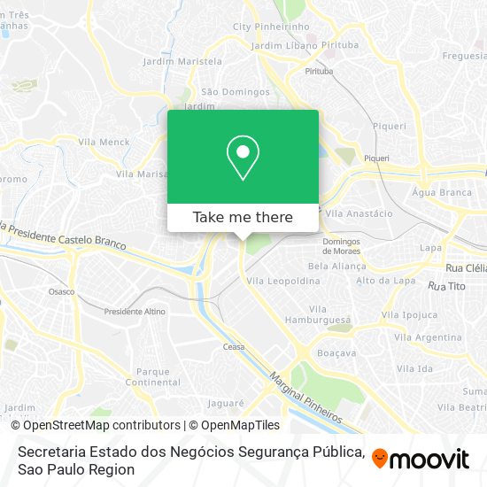 Mapa Secretaria Estado dos Negócios Segurança Pública