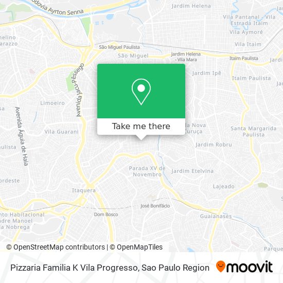 Mapa Pizzaria Familia K Vila Progresso