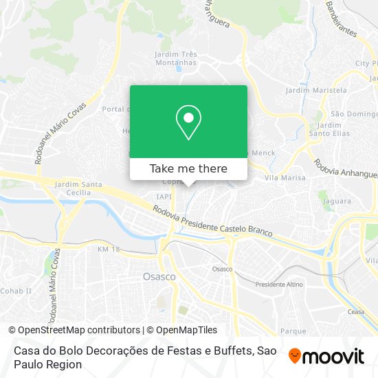 Mapa Casa do Bolo Decorações de Festas e Buffets