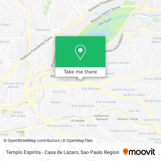 Mapa Templo Espírita - Casa de Lázaro