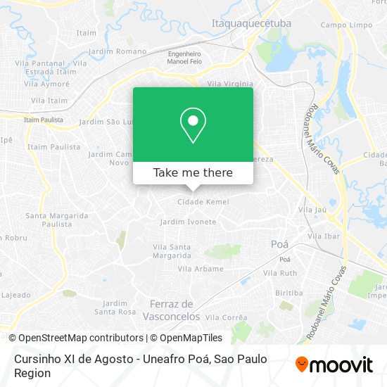 Mapa Cursinho XI de Agosto - Uneafro Poá