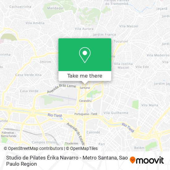Mapa Studio de Pilates Érika Navarro - Metro Santana