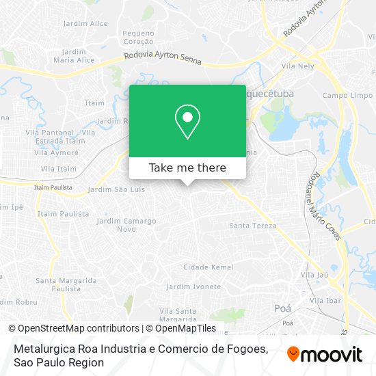 Mapa Metalurgica Roa Industria e Comercio de Fogoes