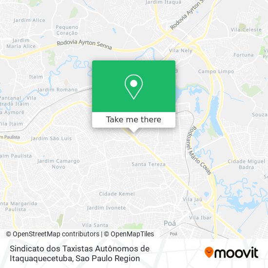 Sindicato dos Taxistas Autônomos de Itaquaquecetuba map