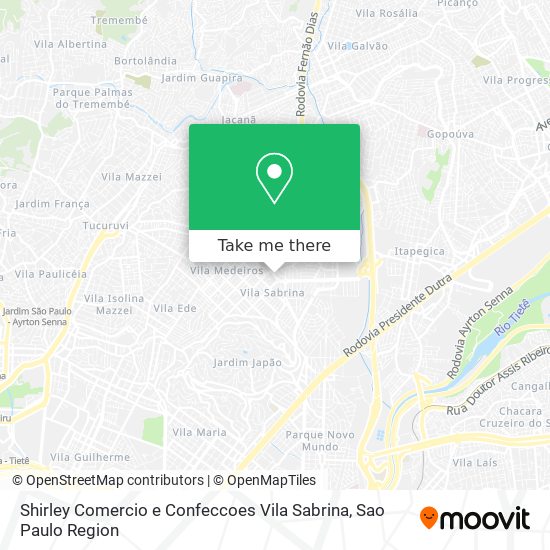 Mapa Shirley Comercio e Confeccoes Vila Sabrina
