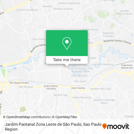 Mapa Jardim Pantanal Zona Leste de São Paulo