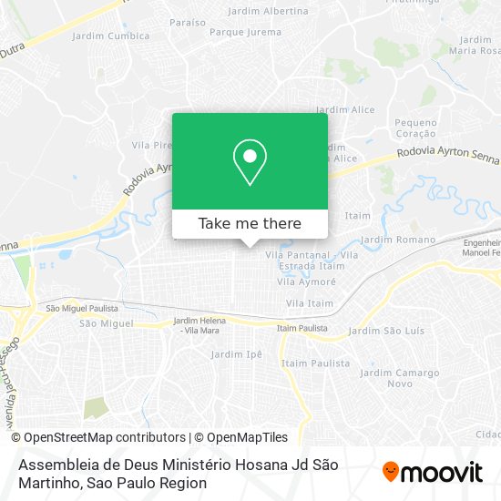 Mapa Assembleia de Deus Ministério Hosana Jd São Martinho