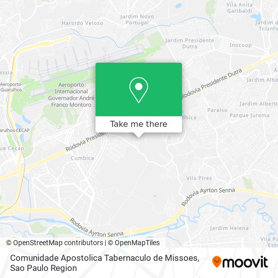 Comunidade Apostolica Tabernaculo de Missoes map