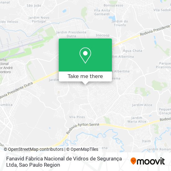 Fanavid Fábrica Nacional de Vidros de Segurança Ltda map